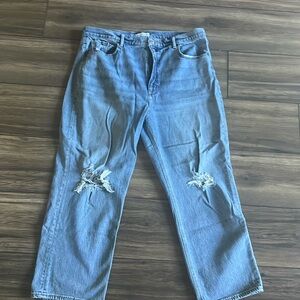 Loft the 90s high waist straight leg distressed jeans